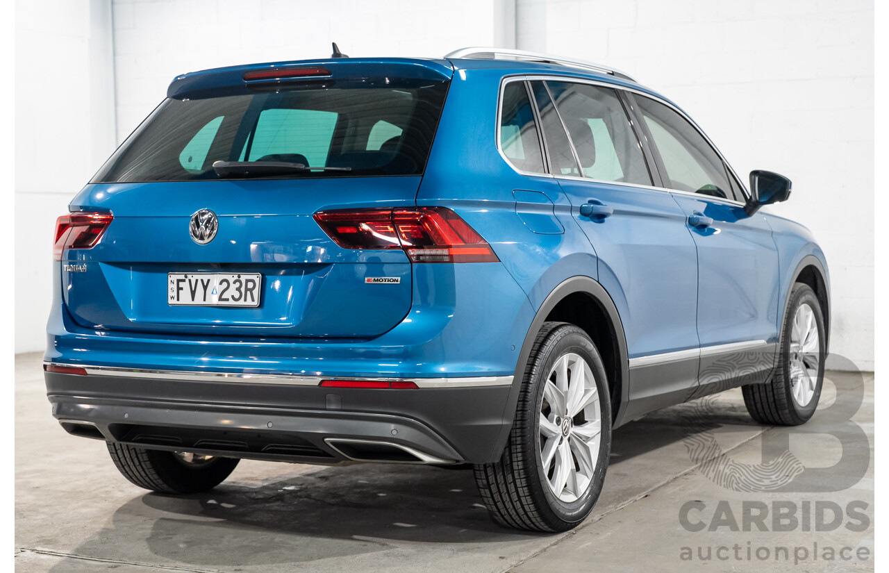 04/2018 Volkswagen Tiguan 162 TSI Highline (AWD) 5NA MY18 4D Wagon Blue Turbo 2.0L