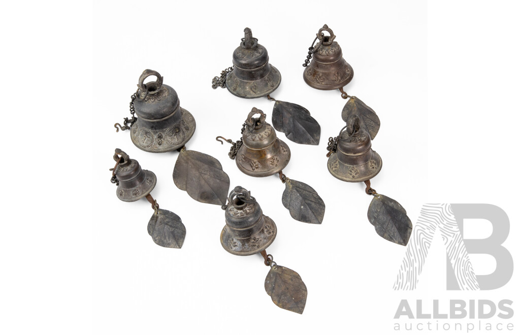Collection of Seven Vintage Tibetan Prayer Bells (7)
