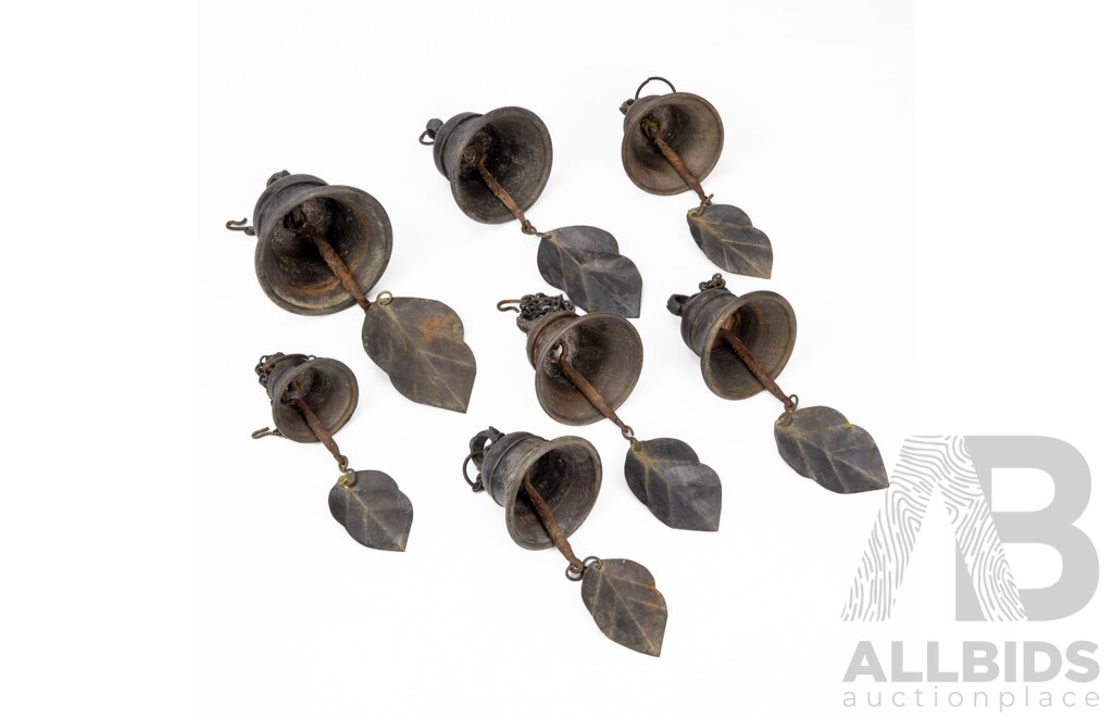 Collection of Seven Vintage Tibetan Prayer Bells (7)