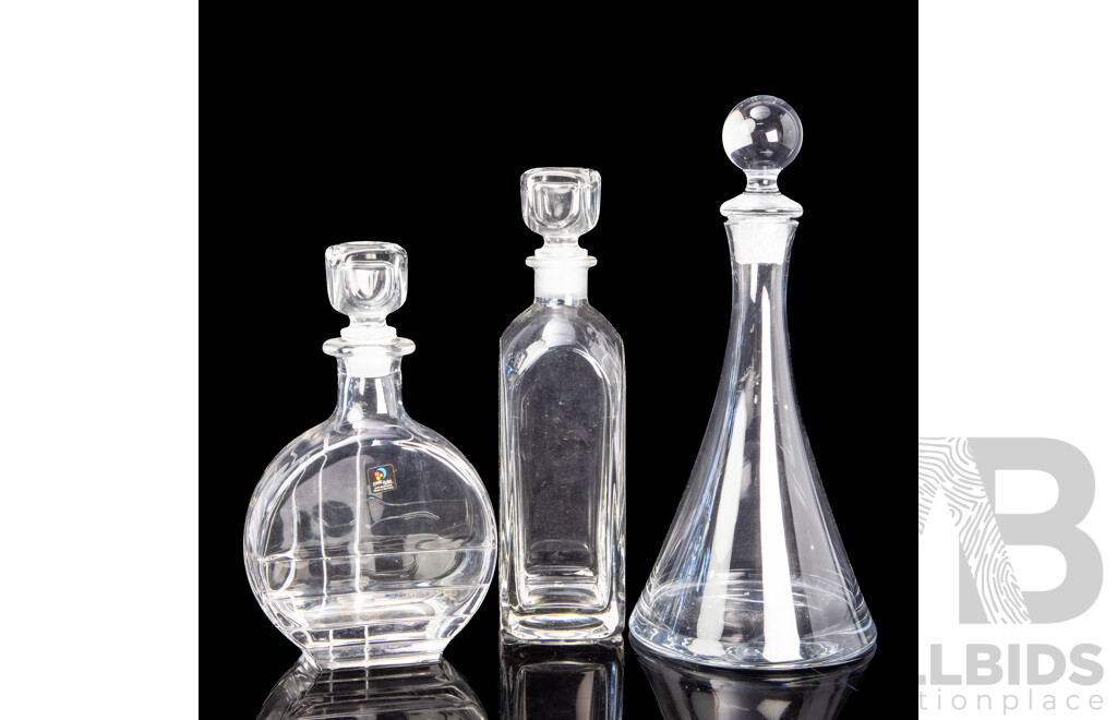 Collection of Three Glass Decanters