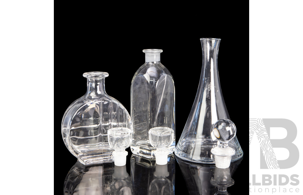 Collection of Three Glass Decanters