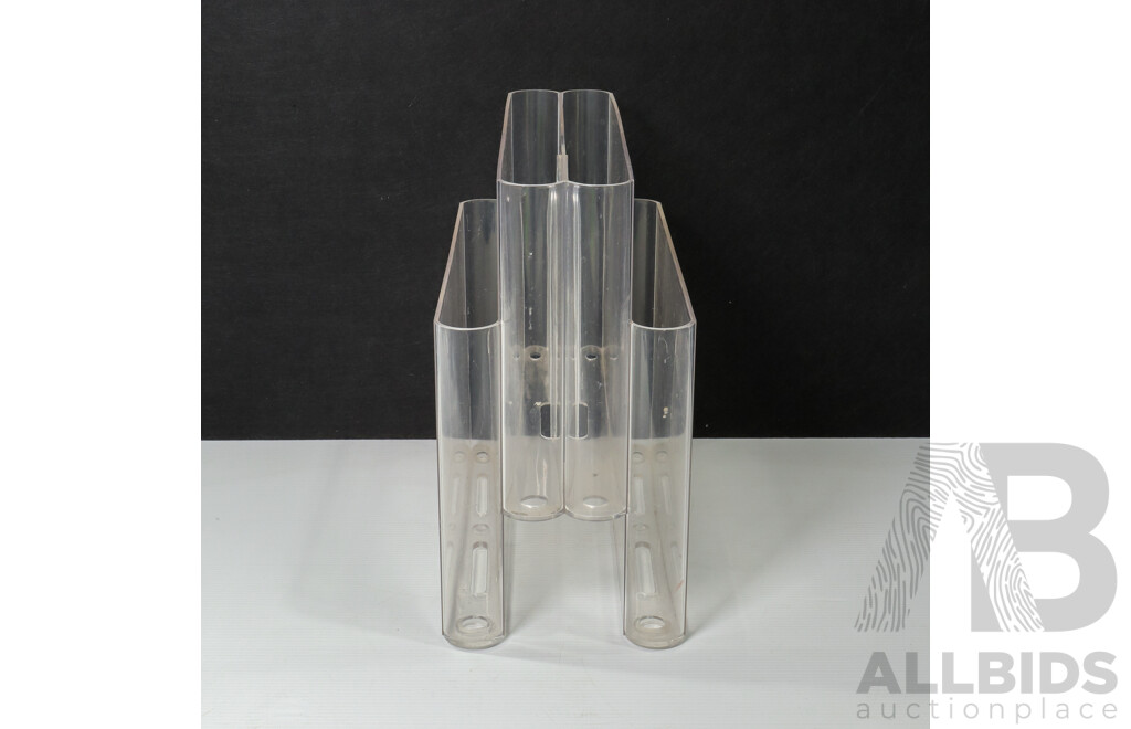 Vintage Lucite Four Section Magazine Rack by Giotto Stoppino for Kartell