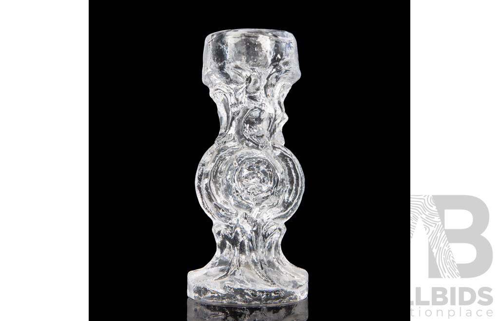 Modern Brutalist Art Glass Candle Stick by  Christer Sjogren for Lindshammar Sweden