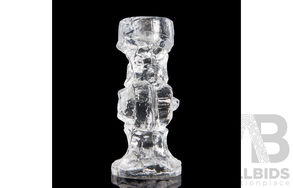 Modern Brutalist Art Glass Candle Stick by  Christer Sjogren for Lindshammar Sweden