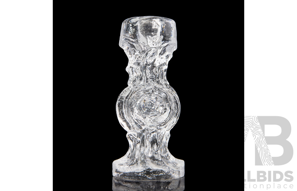 Modern Brutalist Art Glass Candle Stick by  Christer Sjogren for Lindshammar Sweden