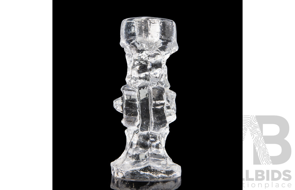 Modern Brutalist Art Glass Candle Stick by  Christer Sjogren for Lindshammar Sweden