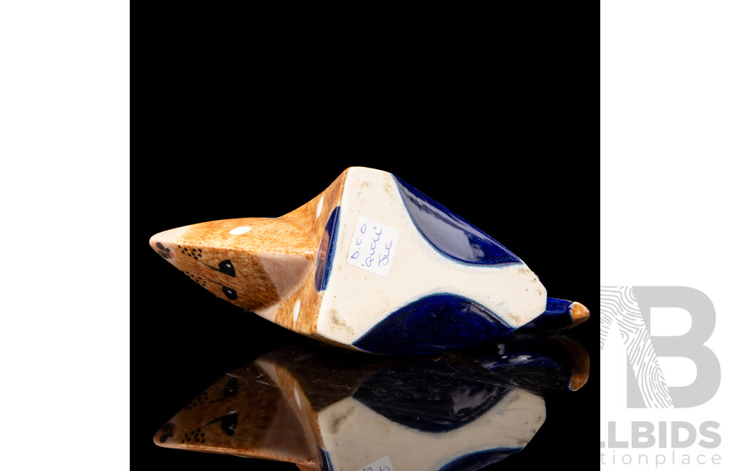 Dawn Oakford (20th Century, British-Born Australian, 1958-), Eastern Brown Spotted Quoll Jug, Original Glazed Slip-Cast Ceramic Earthenware and White Clay, 11H Cm