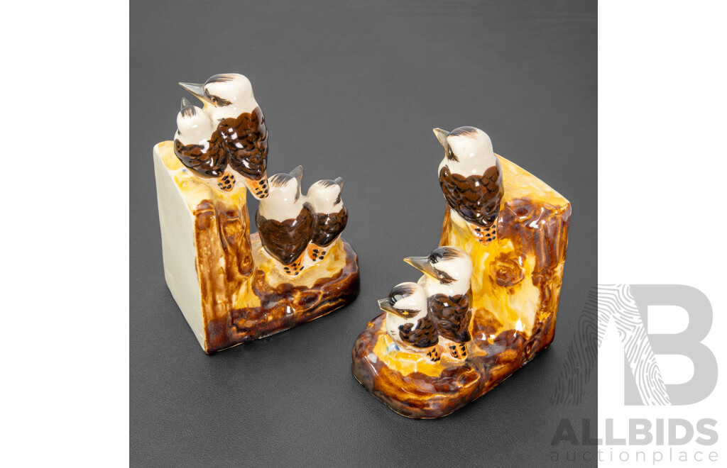 Wonderful Pair of Early Mid-Century Vintage Kookaburra Ceramic Bookends (2)