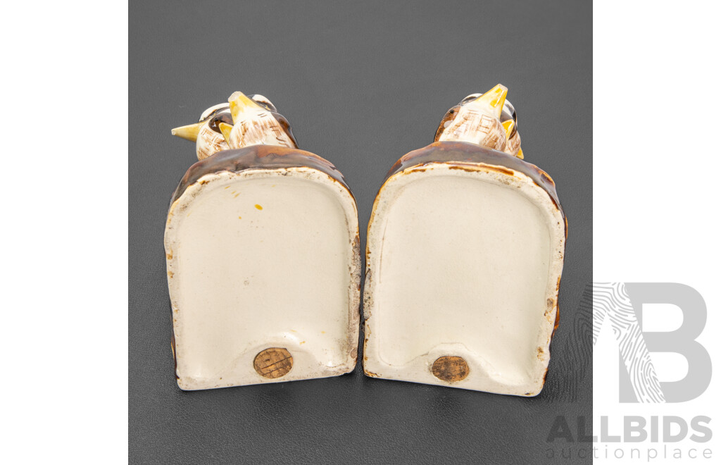 Wonderful Pair of Early Mid-Century Vintage Kookaburra Ceramic Bookends (2)