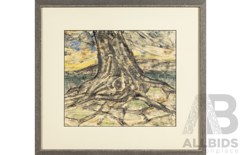 (Possibly) V. Shabanoff, (20th Century), Anatomy of the Earth, Original Mixed Media on Paper, 48H x 53W cm (frame)