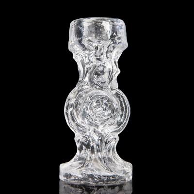 Modern Brutalist Art Glass Candle Stick by  Christer Sjogren for Lindshammar Sweden