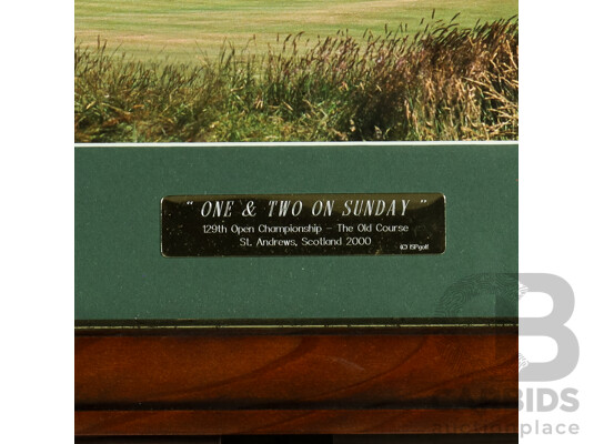 One & Two on Sunday, Commemorative 129th Open Championship Panoramic Photograph (2000), 116H x 42W cm (frame)