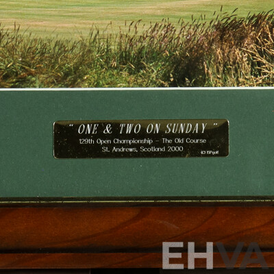 One & Two on Sunday, Commemorative 129th Open Championship Panoramic Photograph (2000), 116H x 42W cm (frame)
