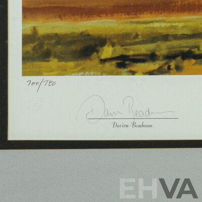 Judith Leman (20th Century, Australian), Limited Edition Signed 'Saintly' Horse Racing Lithograph, 82H x 101W cm (frame)