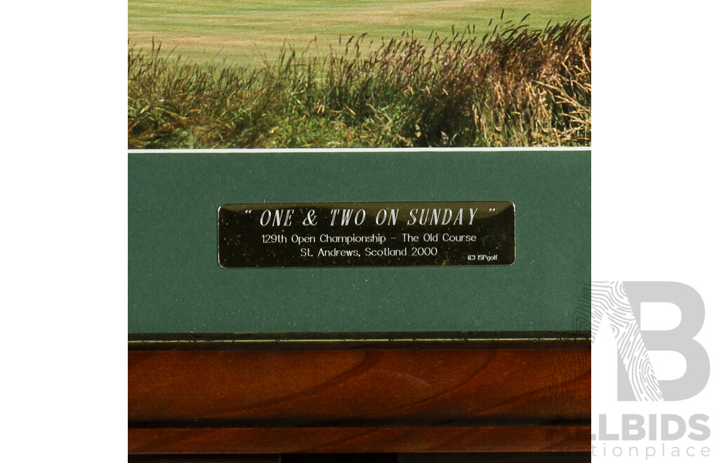 One & Two on Sunday, Commemorative 129th Open Championship Panoramic Photograph (2000), 116H x 42W cm (frame)