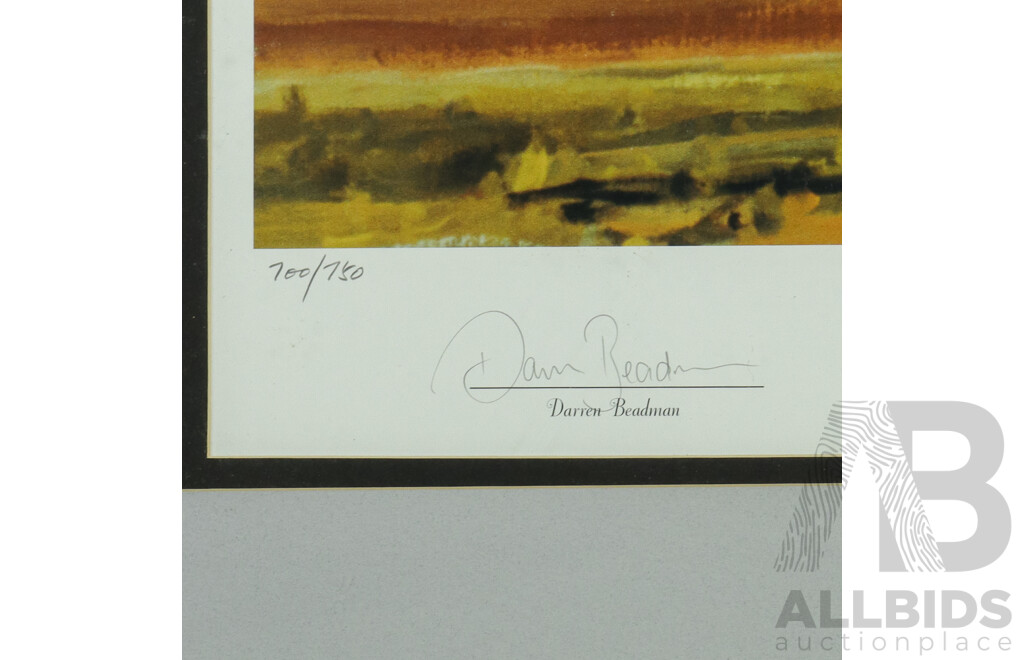 Judith Leman (20th Century, Australian), Limited Edition Signed 'Saintly' Horse Racing Lithograph, 82H x 101W cm (frame)