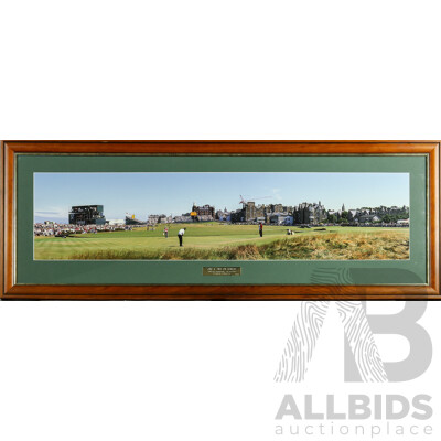 One & Two on Sunday, Commemorative 129th Open Championship Panoramic Photograph (2000), 116H x 42W cm (frame)