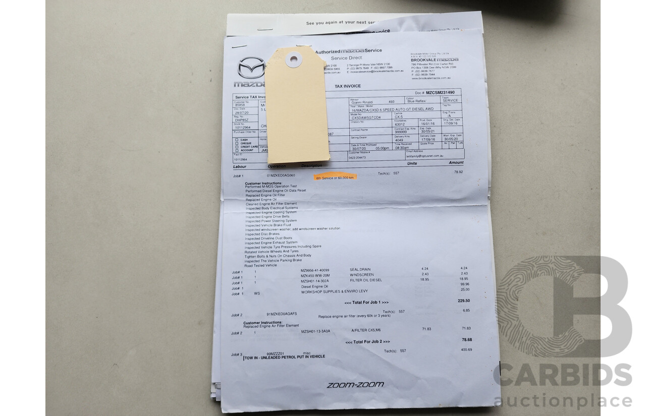 02/2016 Mazda Cx-5 GT (4x4) MY15 4d Wagon Blue 2.2L
