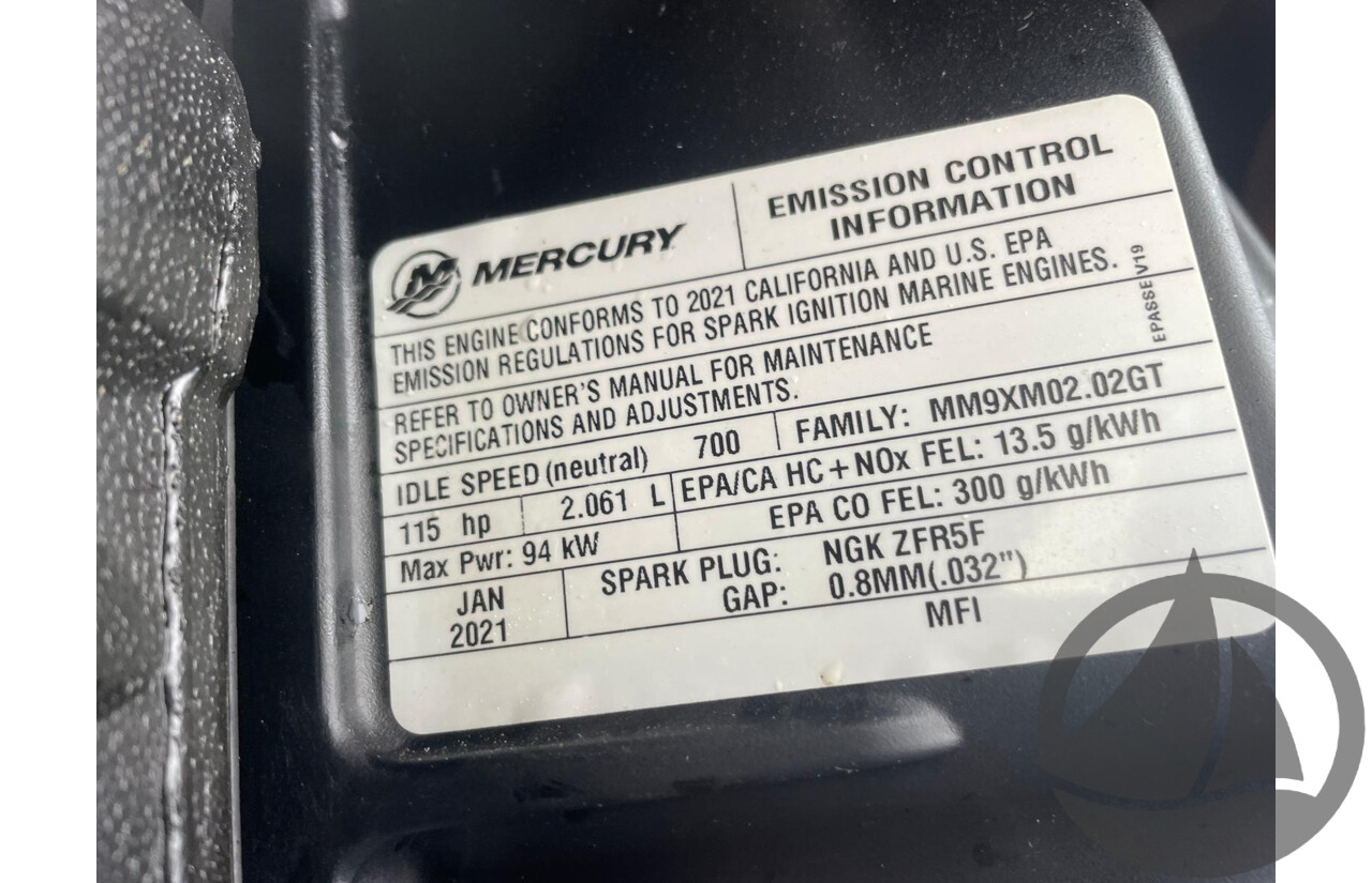 NO RESERVE - Haines Hunter 17L, 2021 Mercury Pro 115HP, 365Hrs