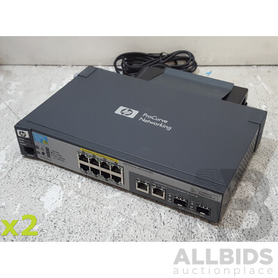 HP (J9562A) 2915-8G PoE 8-Port Gigabit Ethernet Switch w/ Power Supply - Lot of Two