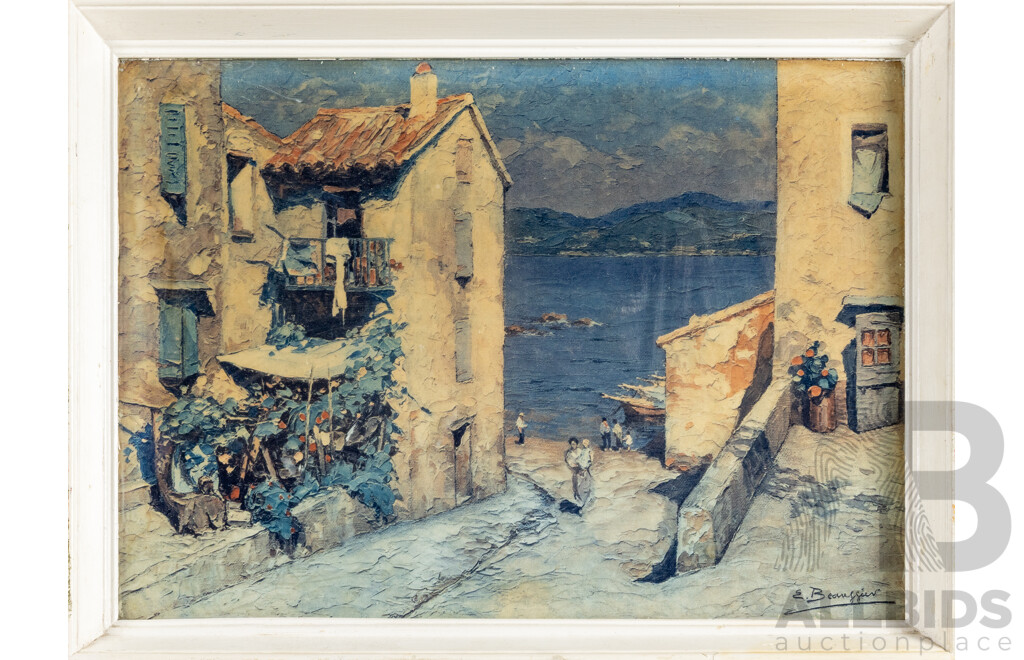 Emile Beaussier (19/20th Centuries, French, 1874-1943), Petit Port, Saint-Tropez, Vintage Colour Print After Original Oil, 46H x 62W cm (frame)