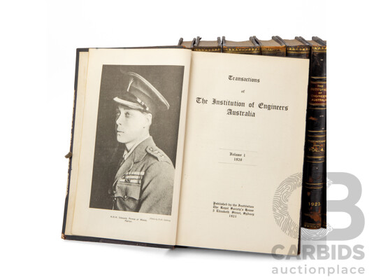 Nine Volumes of Transactions of the Institutions of Engineers, Australia, Published Between 1921-1928, 23L x 15W cm (9)