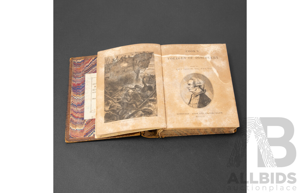 Antique Volume of  Cook's Voyages, Compiled and Edited by John Barrow, Published by Adam & Charles Black (Edinburgh), 1865