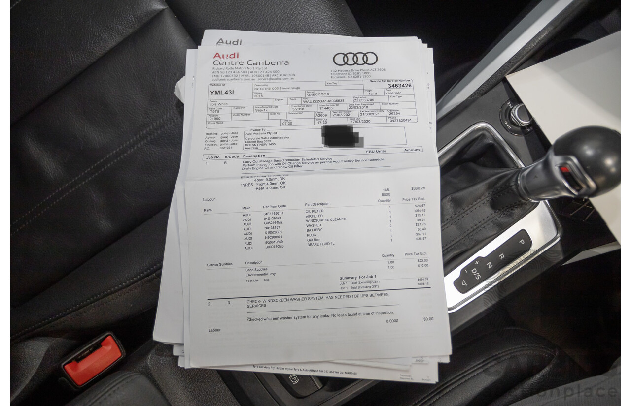 3/2018 Audi Q2 1.4 TFSI COD (FWD) 4D Wagon Ibis White Turbo 1.4L
