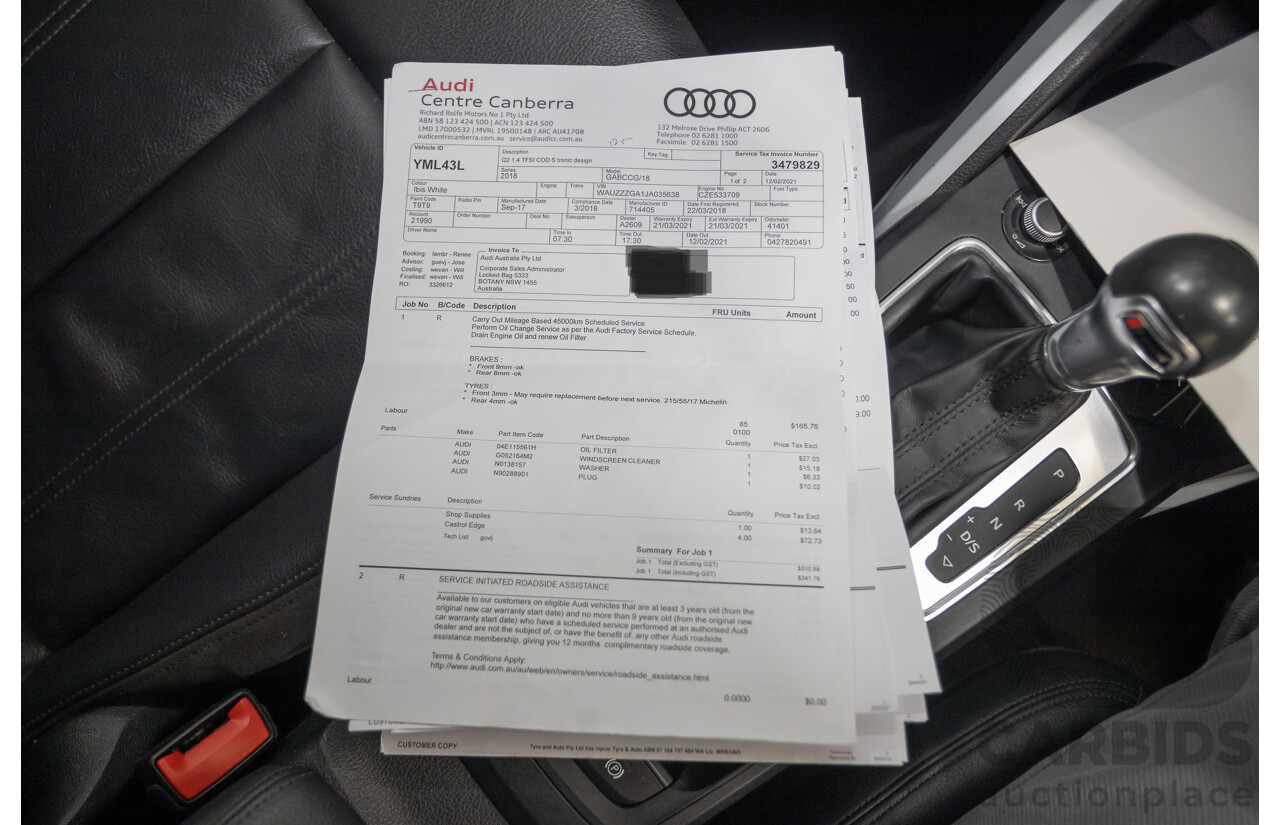 3/2018 Audi Q2 1.4 TFSI COD (FWD) 4D Wagon Ibis White Turbo 1.4L