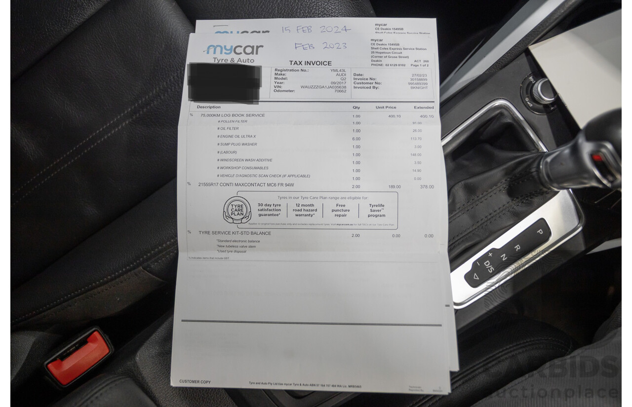 3/2018 Audi Q2 1.4 TFSI COD (FWD) 4D Wagon Ibis White Turbo 1.4L