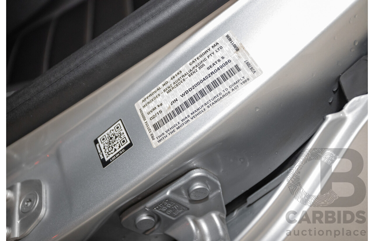 01/2015 Mercedes-Benz C250 (RWD) W205 4D Sedan Iridium Silver Metallic Turbo 2.0L