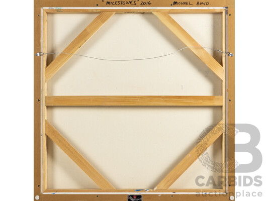 Michael Bond, (20th Century, Australian, 1968-) Milestones (2016), Original Acrylic on Canvas, 79H x 79H cm (frame)