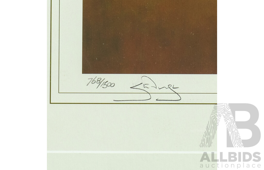 D'Arcy William Doyle (20th Century, Australian, 1932-2001), Steve Waugh, Official Signed & Limited Editioned Print, Signed Both by Waugh & Doyle, 90H x 68W cm (frame)