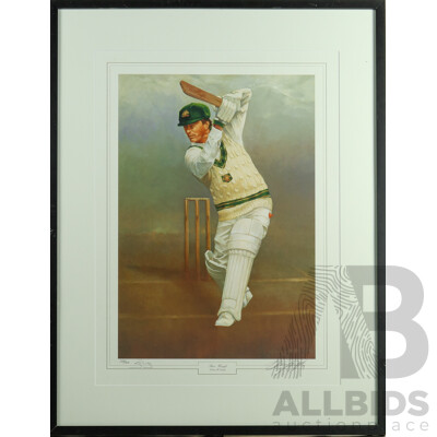 D'Arcy William Doyle (20th Century, Australian, 1932-2001), Steve Waugh, Official Signed & Limited Editioned Print, Signed Both by Waugh & Doyle, 90H x 68W cm (frame)