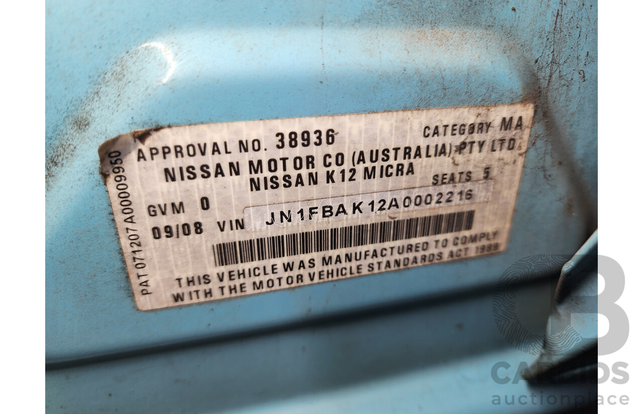 09/2008 Nissan Micra  K12 5d Hatchback Blue 1.4L