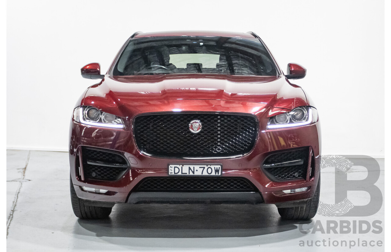 11/2016 Jaguar F-Pace 20d R-Sport (AWD) 4D Wagon Odyssey Red Turbo Diesel 2.0L