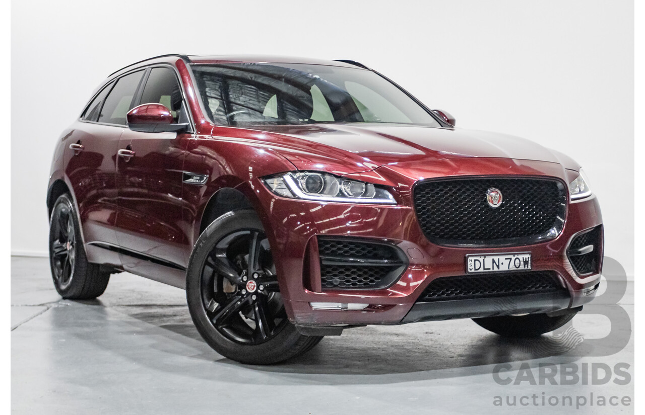 11/2016 Jaguar F-Pace 20d R-Sport (AWD) 4D Wagon Odyssey Red Turbo Diesel 2.0L