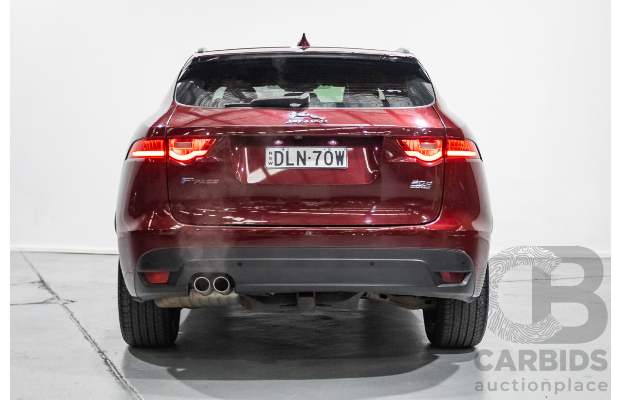 11/2016 Jaguar F-Pace 20d R-Sport (AWD) 4D Wagon Odyssey Red Turbo Diesel 2.0L