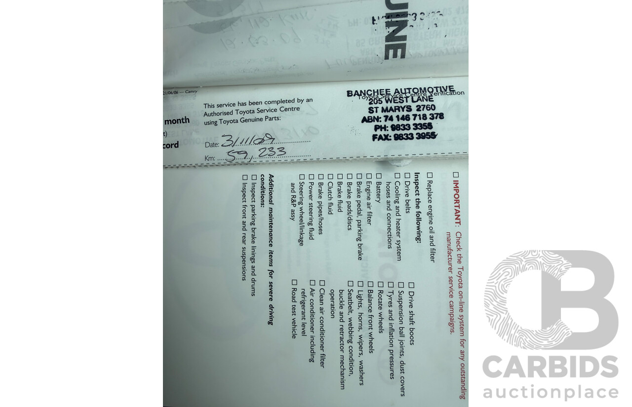 12/2006 Toyota Camry Altise ACV40R 4d Sedan White 2.4L
