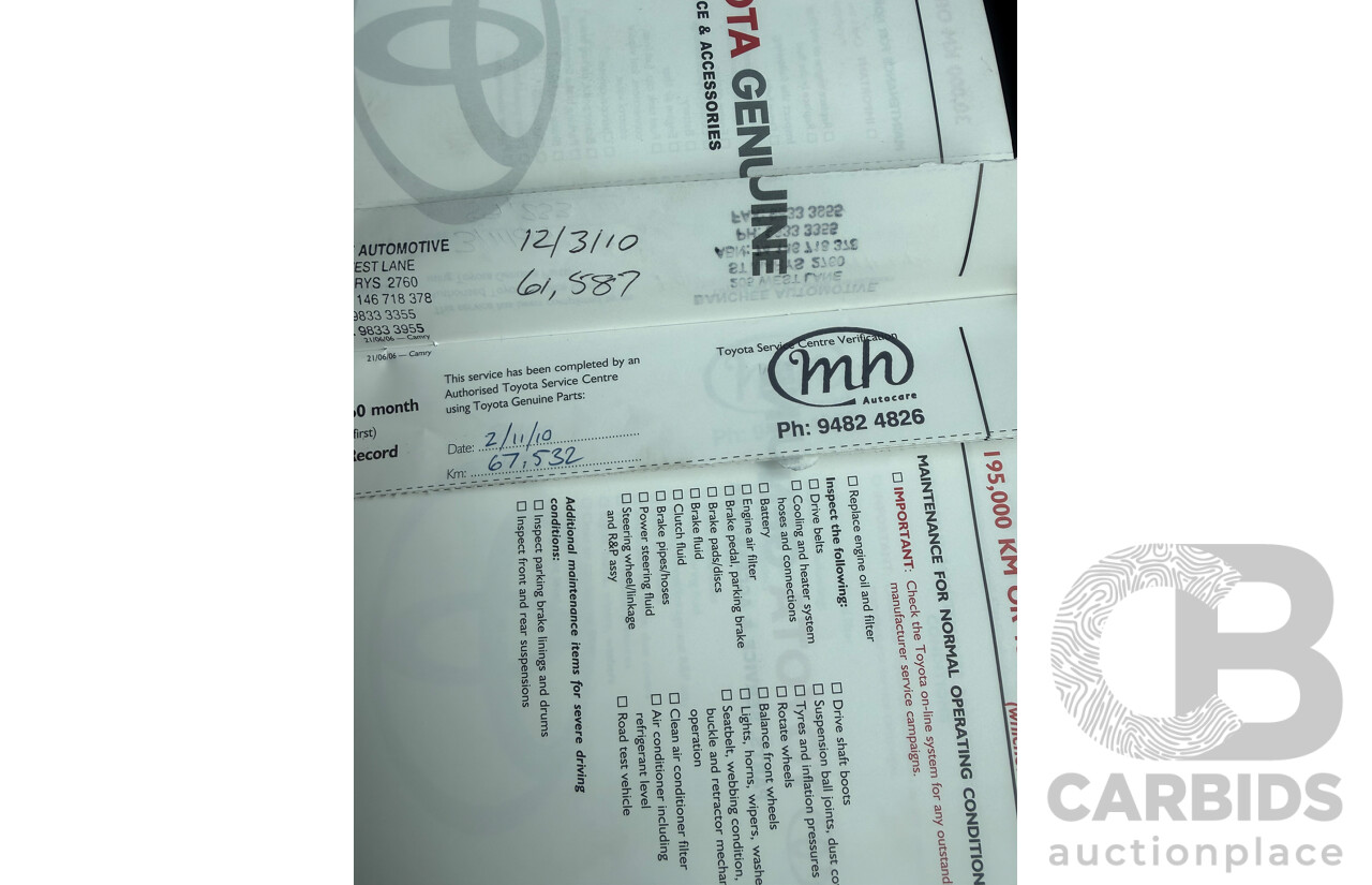 12/2006 Toyota Camry Altise ACV40R 4d Sedan White 2.4L