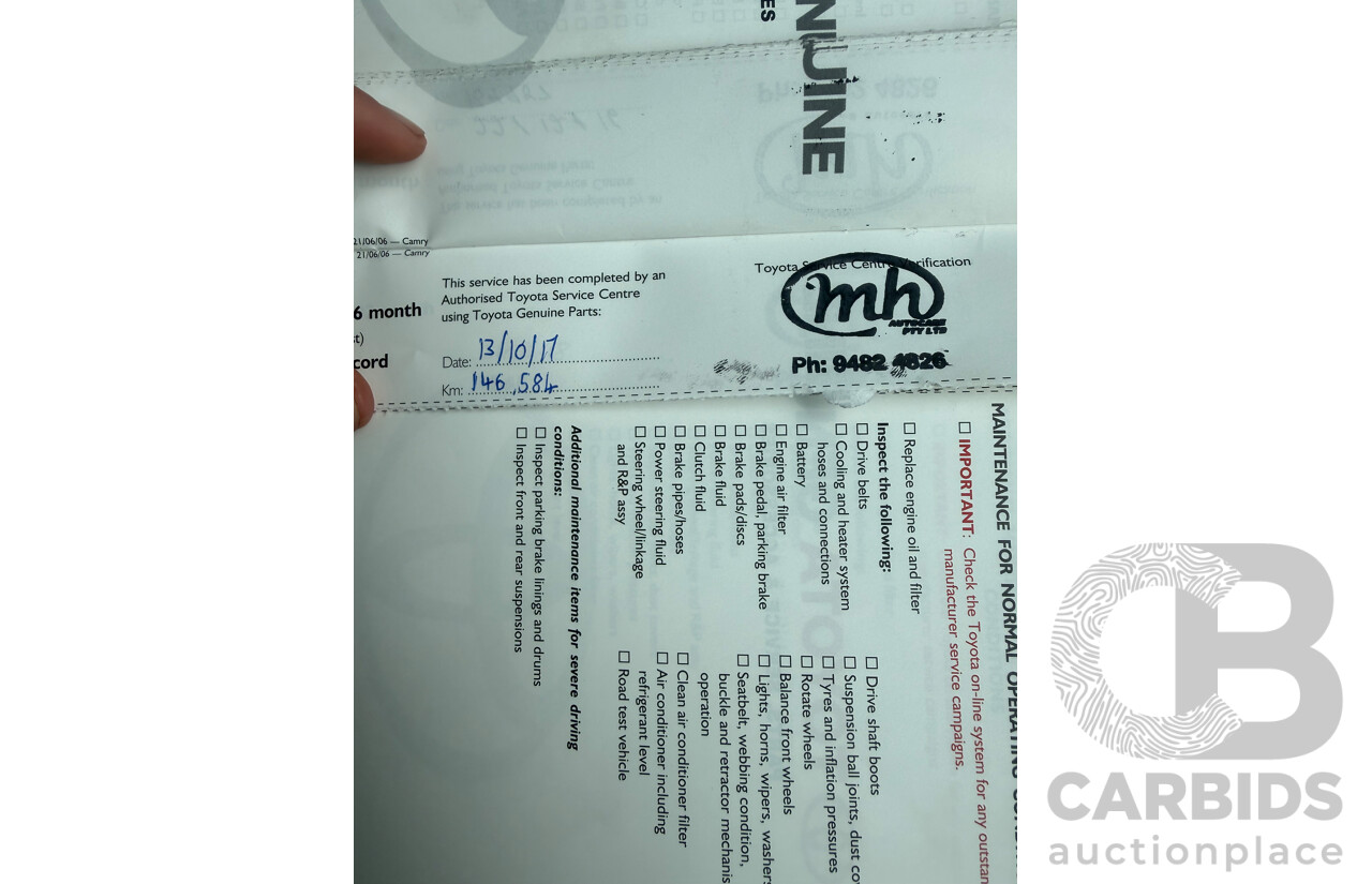 12/2006 Toyota Camry Altise ACV40R 4d Sedan White 2.4L