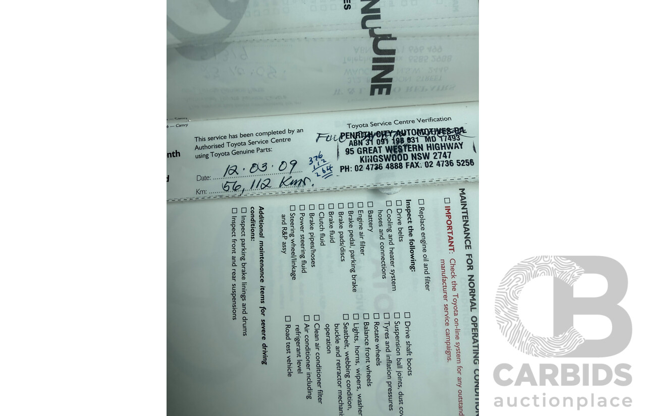 12/2006 Toyota Camry Altise ACV40R 4d Sedan White 2.4L