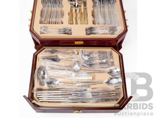 House of Florence 108 Piece Cutlery Service in Timber Canteen