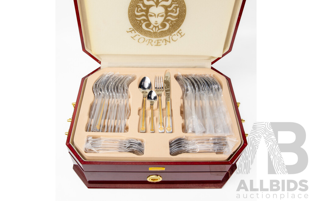 House of Florence 108 Piece Cutlery Service in Timber Canteen