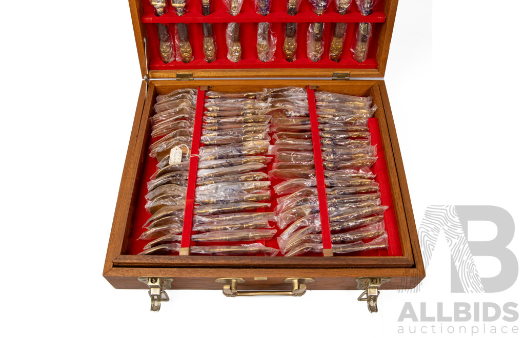Vintage Thai Nickel-Bronze Boxed Cutlery Set