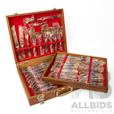 Vintage Thai Nickel-Bronze Boxed Cutlery Set