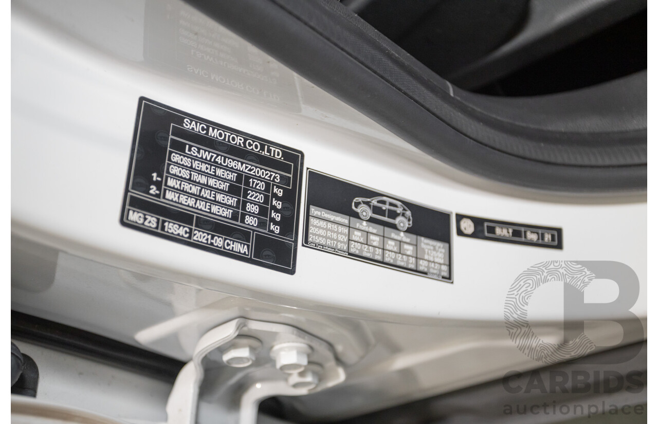 12/2021 MG ZS Excite AZS1 MY21 4D Wagon Dover White 1.5L