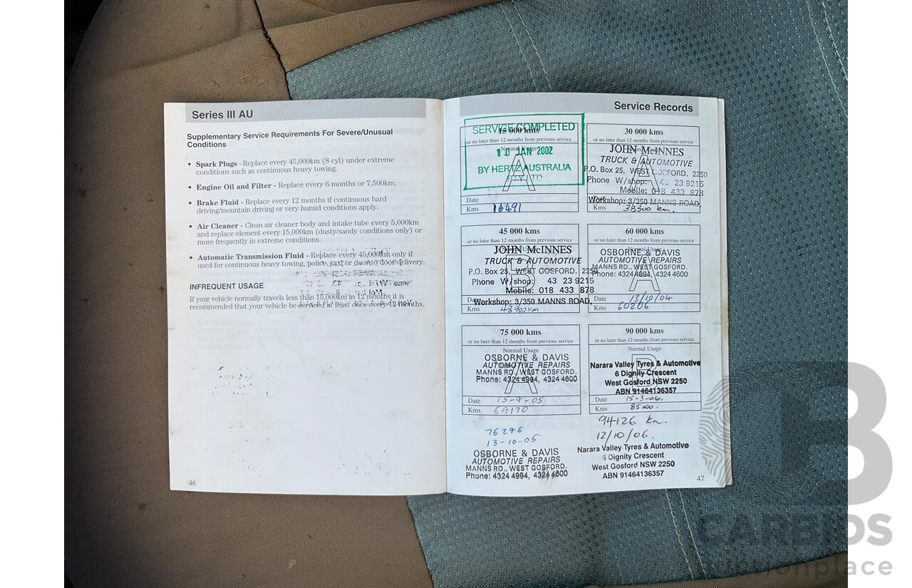 05/2002 Ford Falcon Forte AUIII 4D Sedan Silver 4.0L