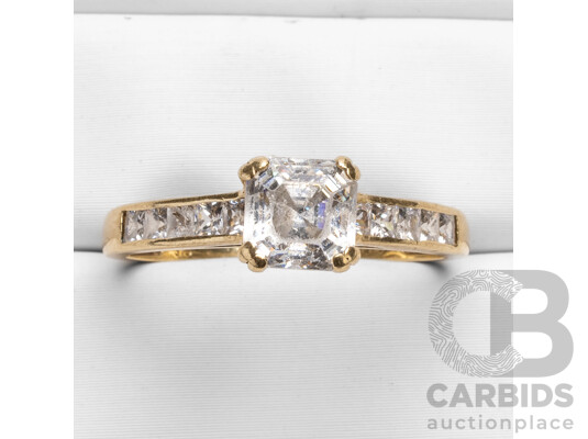 9ct Yellow Gold & Cubic Zirconia Ring - Size P.5
