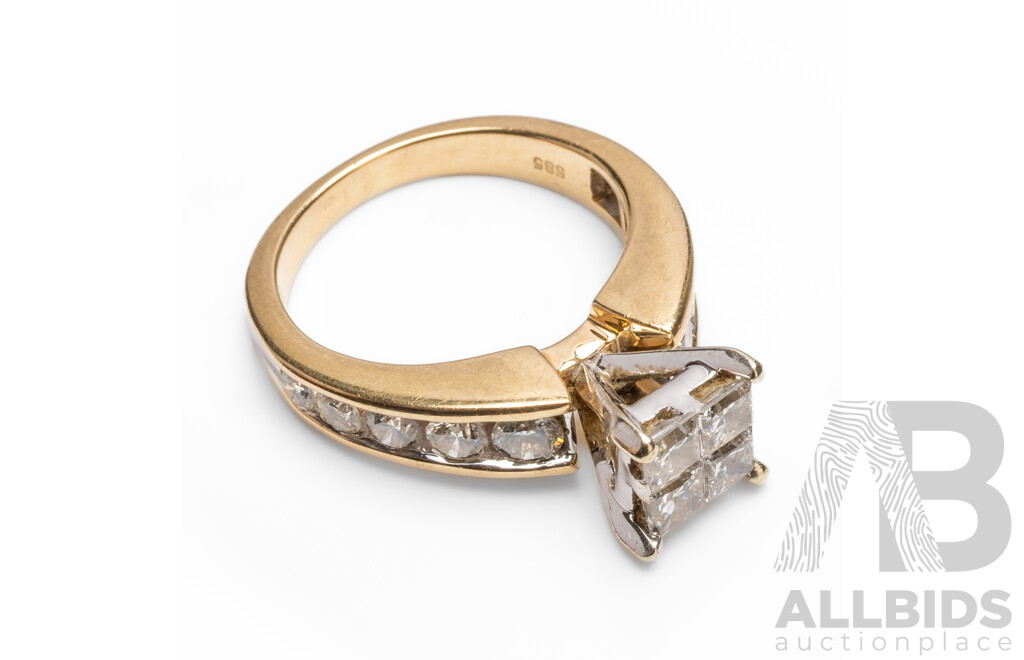 14ct Yellow/White Gold Diamond Engagement Ring - Size N